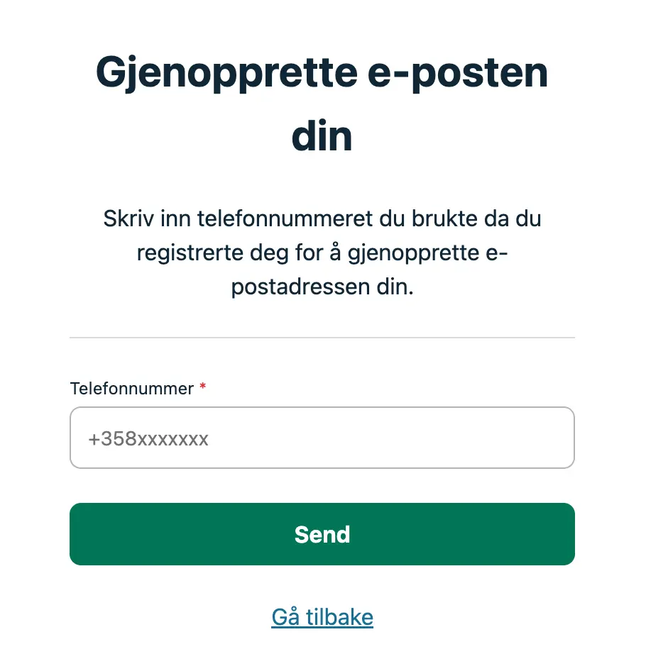 BoaBet Gjenopprette e-posten din