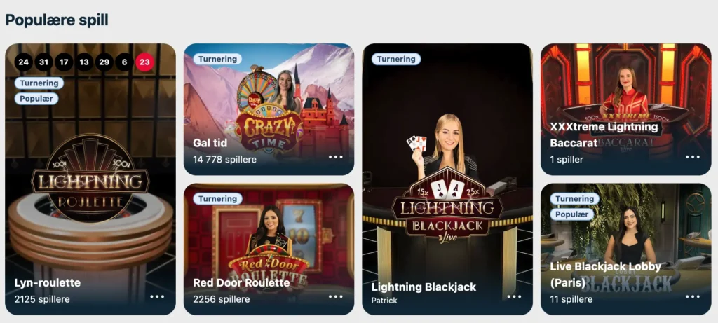 BoaBet Live Populær Spill
