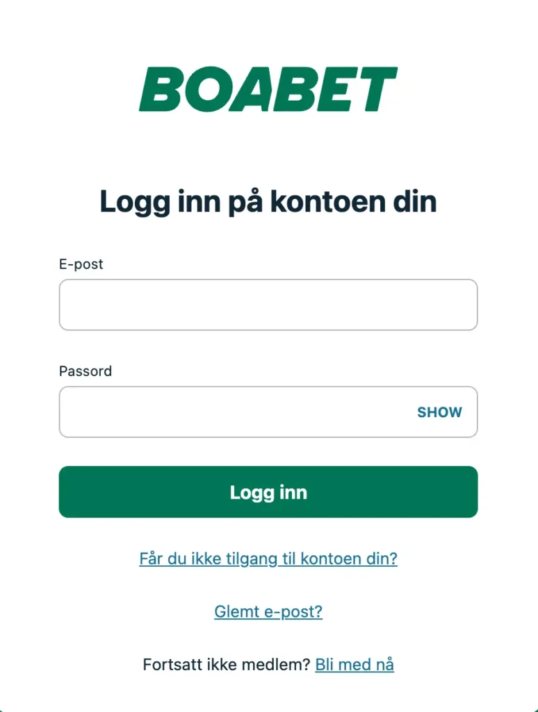 BoaBet Logg Inn